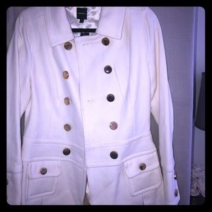 Express Ivory/Gold Military Wool Coat